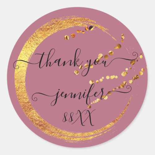 Sweet 16th Thank You Save The Date Rose Honey Gold Classic Round Sticker