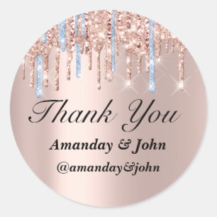 Sweet 16th Wedding Favor Bridal Thank Blue Rose Classic Round Sticker