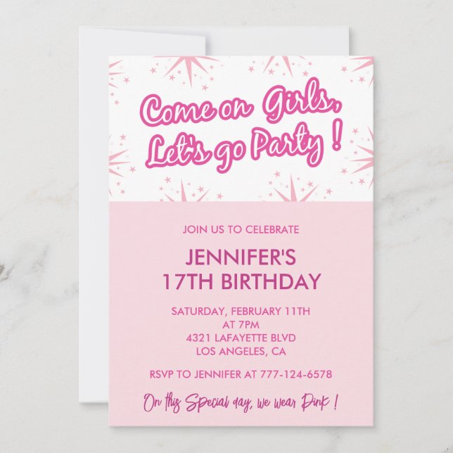Sweet 17 birthday invitation for her simple (Front)