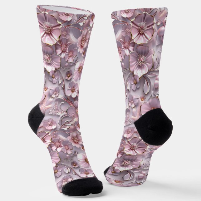 Sweet 3d Cherry Blossoms Socks (Angled)