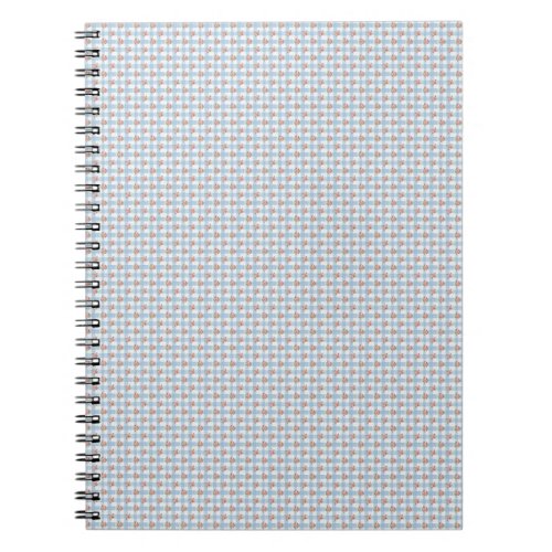 Sweet 50s Retro Rosebud Blue Gingham Check Notebook