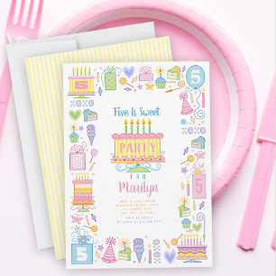 Sweet 5th Birthday Invitation