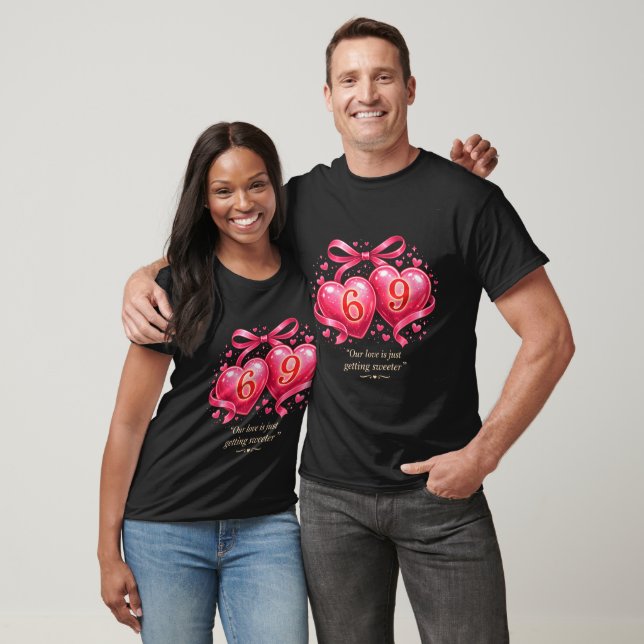 Sweet 69 Love Anniversary Cute Hearts Design T-Shirt (Unisex)