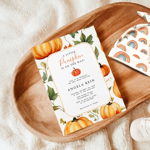 Sweet A Little Pumpkin Autumn Leaves Baby Shower Invitation