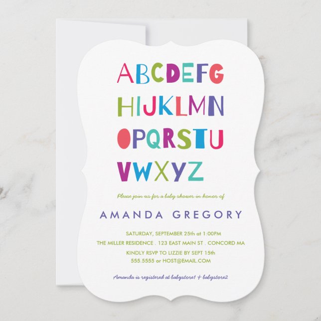 Sweet ABC Modern Baby Shower Invitation (Front)