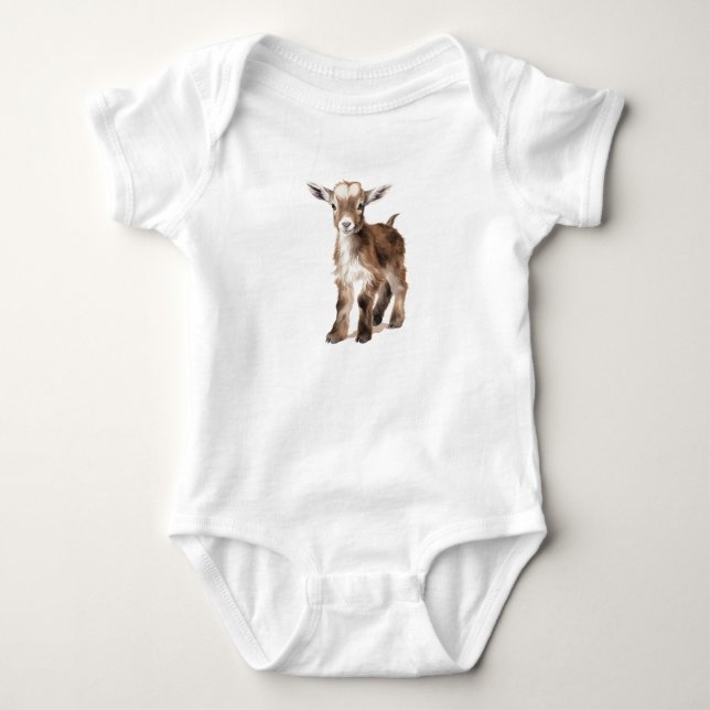 Sweet Adorable Baby Goat Kid  Baby Bodysuit (Front)