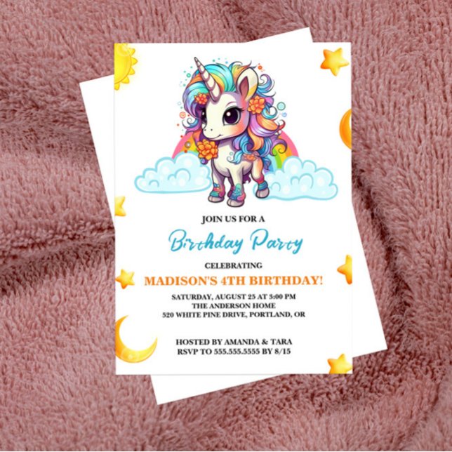  Sweet Adorable Unicorn Birthday Invitation (Creator Uploaded)