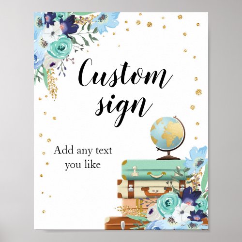 Sweet Adventures sign Travel Shower Custom Globe