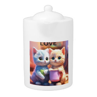 Sweet Affection: Marshmallow Kittens in Pastel Teapot