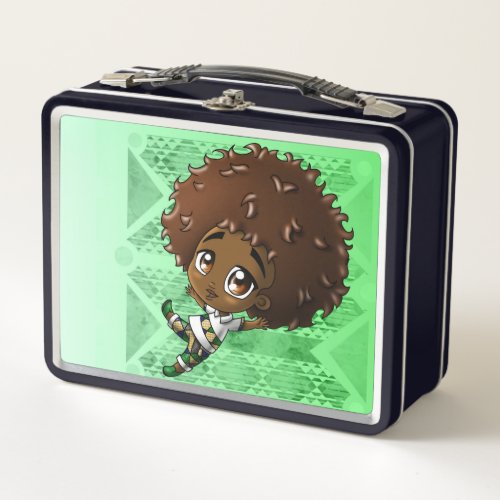 Sweet African American Boy Metal Lunch Box