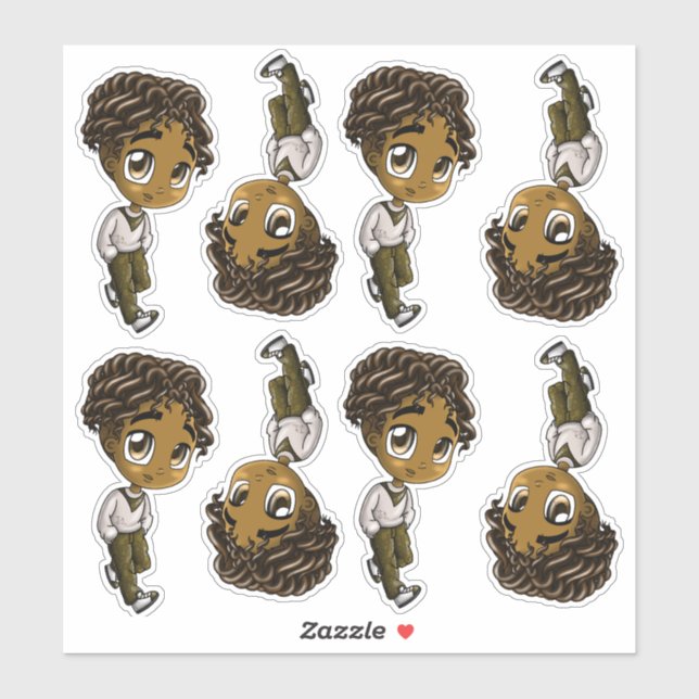 Sweet African American Boys Sticker (Sheet)