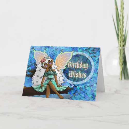 Sweet African American Fairy Birthday Card