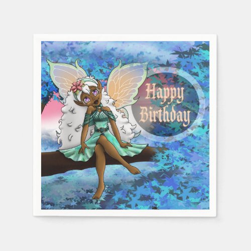 Sweet African American Fairy Birthday Napkins