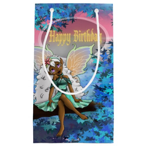 Sweet African American Fairy Birthday Small Gift Bag