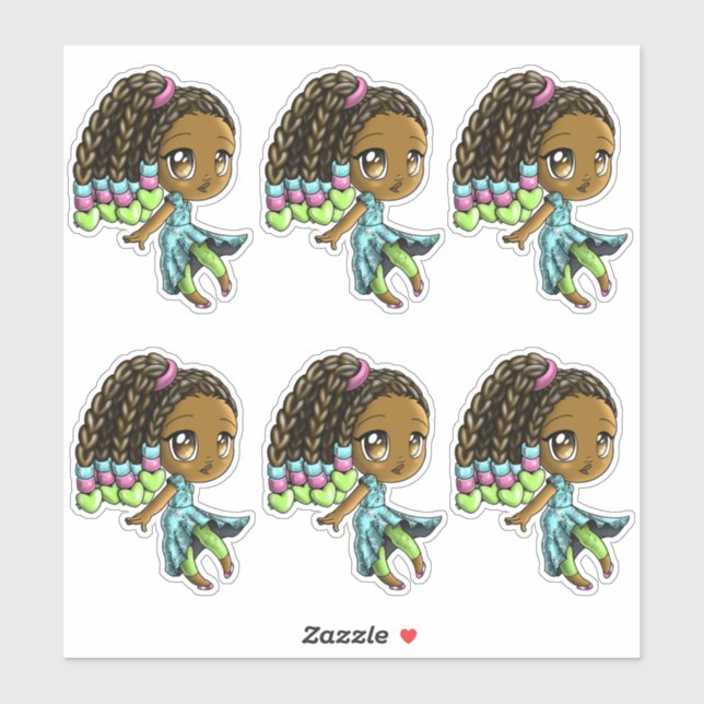 Sweet African American Girls Sticker (Sheet)
