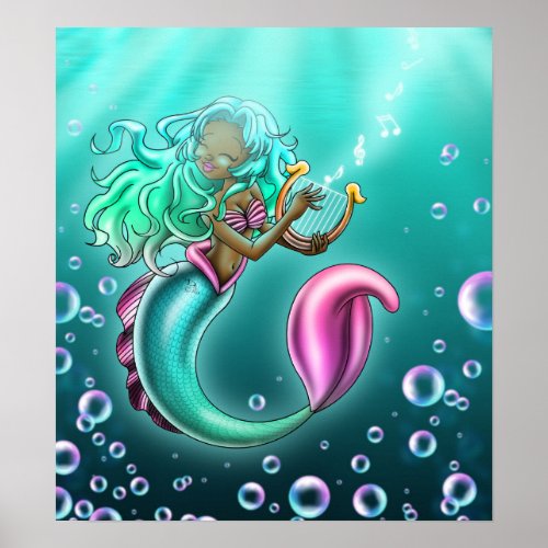 Sweet African American Mermaid Poster