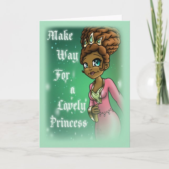 Sweet African American Princess Birthday Card (Front)
