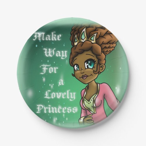 Sweet African American Princess Birthday Paper Plates