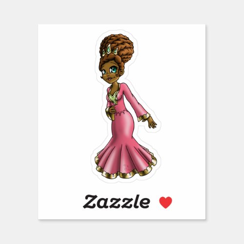 Sweet African American Princess Sticker