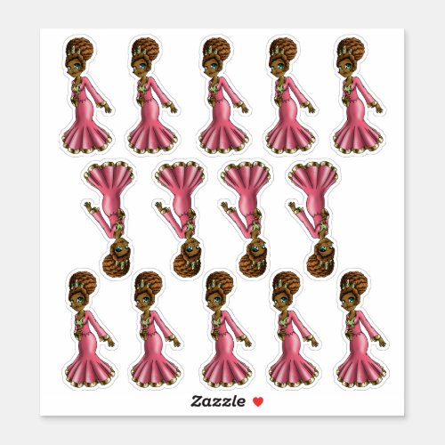 Sweet African American Princess Sticker