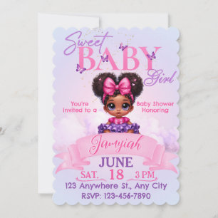Sweet Afro Puff Baby Girl Pink/Purple Baby Shower