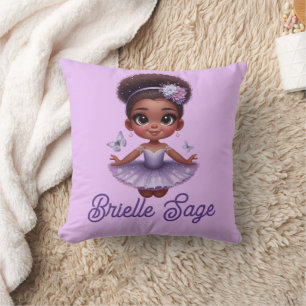 Sweet Afro Puff Purple Ballerina Girl  Throw Pillow