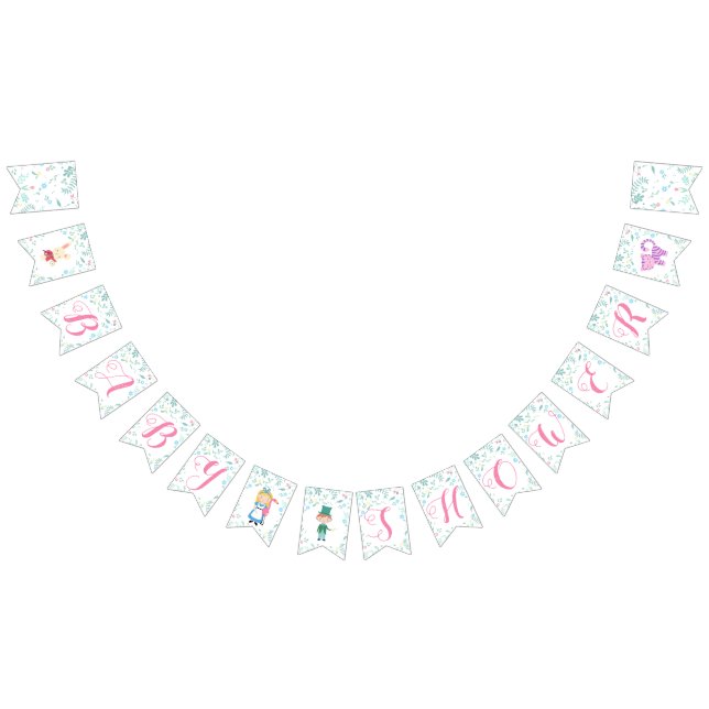 Sweet Alice in Wonderland themed baby shower Bunting Flags (All)