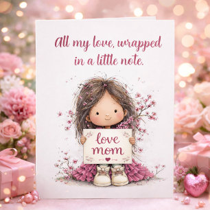 Sweet “All My Love” Child Illustration Card