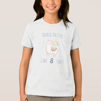 Sweet Alpaca with Balloon Blush Pink Kids Birthday Tri-Blend Shirt