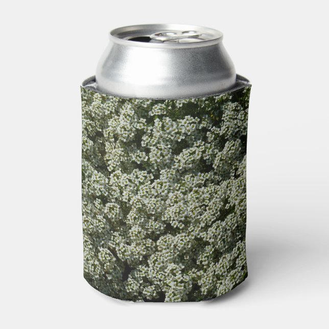 Sweet Alyssum Flowers White Floral Can Cooler (Can Front)