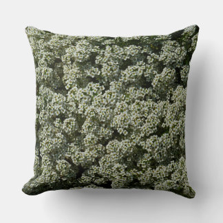 Sweet Alyssum Flowers White Floral Throw Pillow