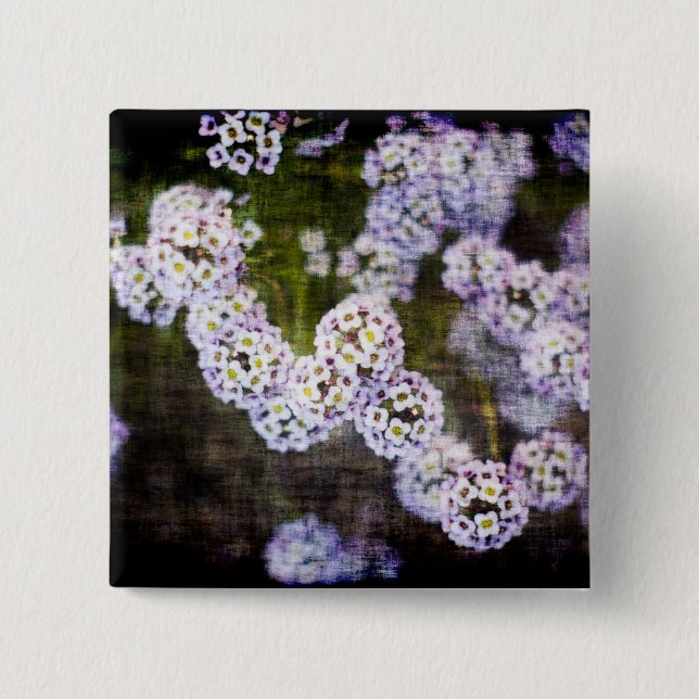 Sweet Alyssum in Grunge Pinback Button (Front)