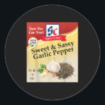 Sweet &amp; Sy Garlic Pepper Condiment Spice Group Classic Round Sticker<br><div class="desc">Sweet & Sy Garlic Pepper Condiment Spice Group Matching</div>