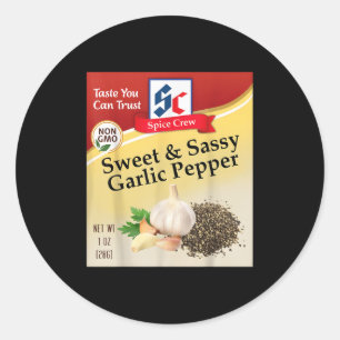 Sweet & Sy Garlic Pepper Condiment Spice Group Classic Round Sticker