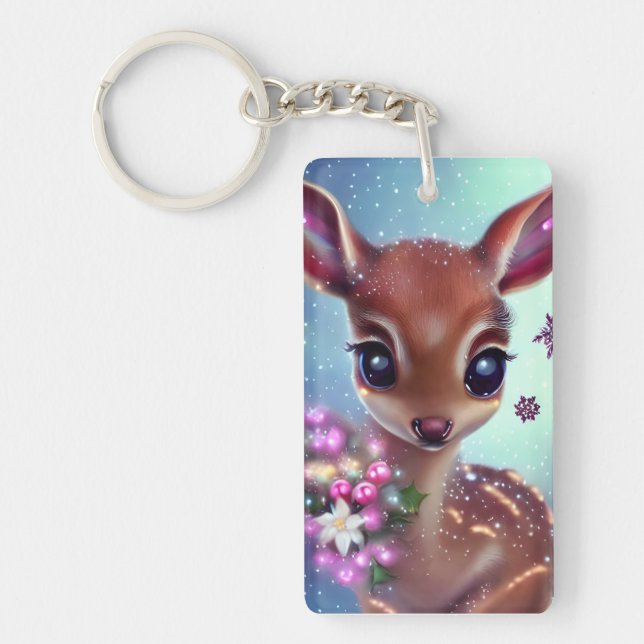 Sweet and Adorable Baby Deer Keychain (Front)