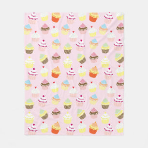 Sweet and Colorful Cupcake Pattern Fleece Blanket