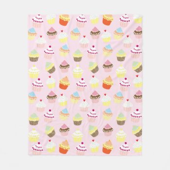 Sweet And Colorful Cupcake Pattern Fleece Blanket by Tissling at Zazzle