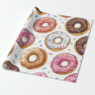 Sweet and Colorful Donut Pattern Wrapping Paper