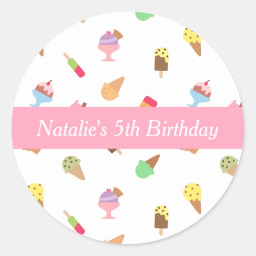 Sweet and Colorful Ice Cream Party Classic Round Sticker