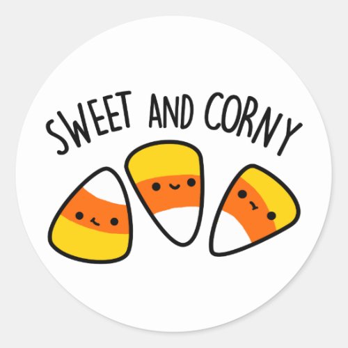 Sweet And Corny Funny Corn Kernels Pun  Classic Round Sticker