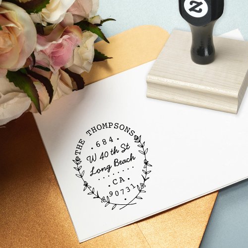 Sweet and Elegant Home Laurels Return Address Rubber Stamp