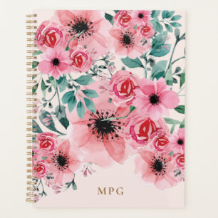 Sweet and Elegant Monogram Watercolour Floral Planner