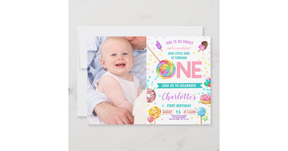 Sweet and Fun Candy Land Sweet Girl 1st Birthday Invitation | Zazzle