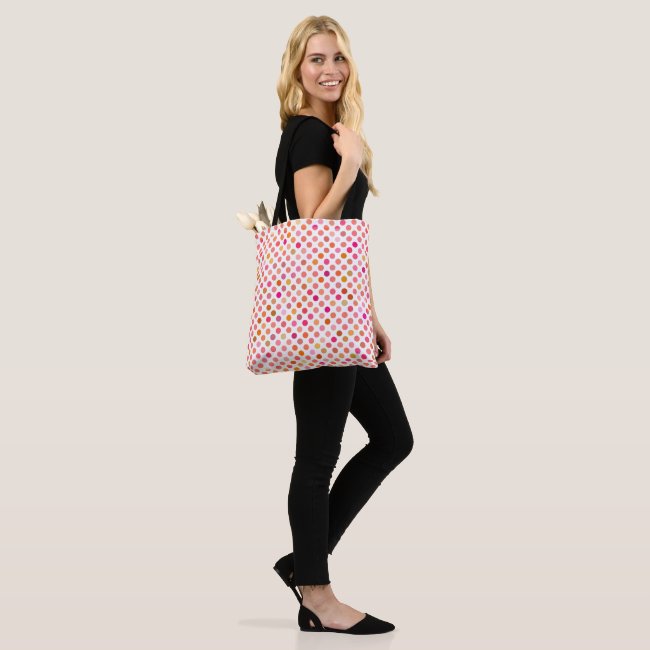 Sweet and Girly Pink Polka Dot Tote Bag