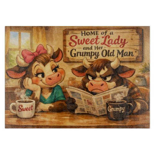 Sweet and Grumpy Couple Cutting Board