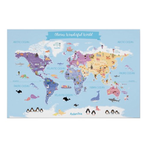 Sweet and Lovely Children World Map Poster