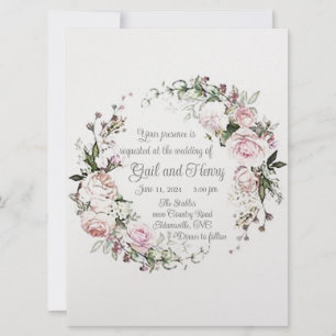 Sweet and Pink Rose Wedding Invitation