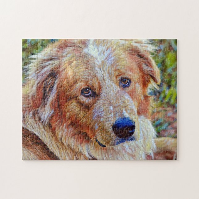 Sweet and Pretty Mixed Breed Dog Art Puzzle (Horizontal)