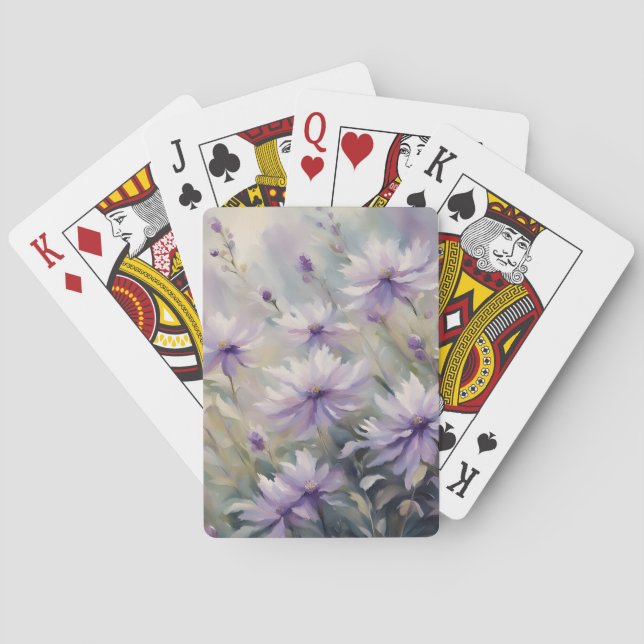 Sweet and Romantic Purple Flowers Poker Cards (Back)