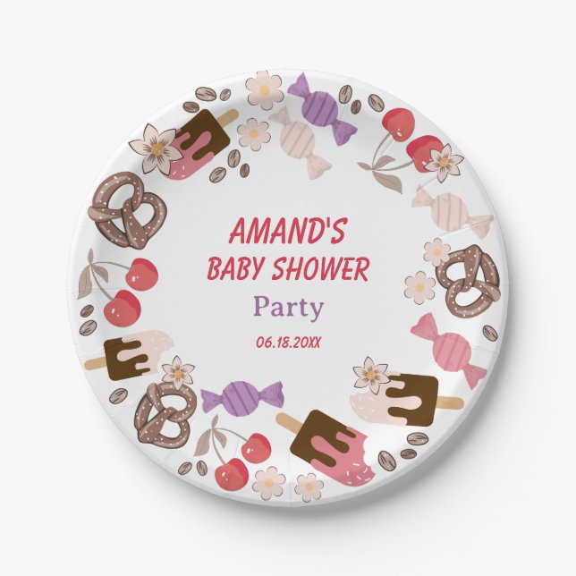 Sweet and Salty Baby Shower White Paper Plate (Front)